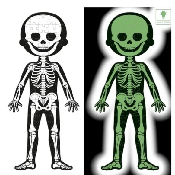 Janod 4 in 1 Puzzle Human Body Age 5+ Skeleton Glow In The Dark, Organs - Picture 9 of 15